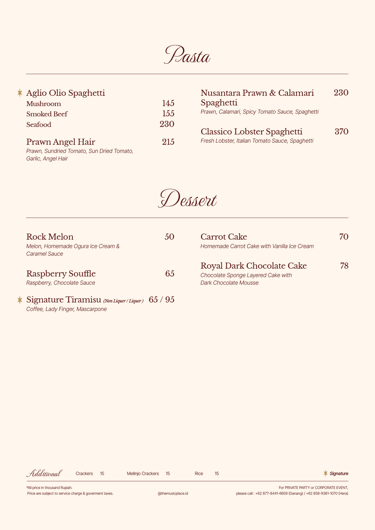 Pasta & Dessert